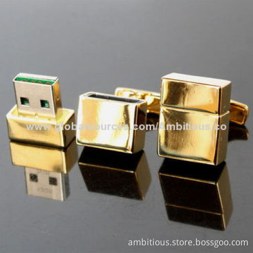 Cufflink shape USB flash drive, high end golden USB